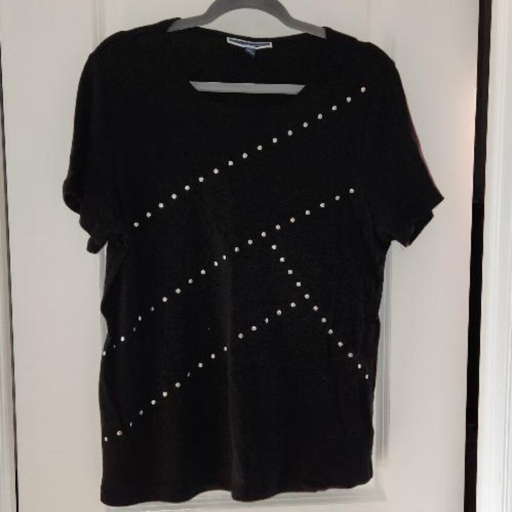 Karen Scott black studded top for women